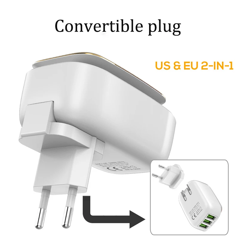 TOPK 3U 5 V/3.4A 17W ЕС 2-в-1 дорожное Сетевое зарядное устройство USB для мобильных устройств для iPhone X samsung S9 Xiaomi Mi 8 huawei мобильного телефона Зарядное устройство