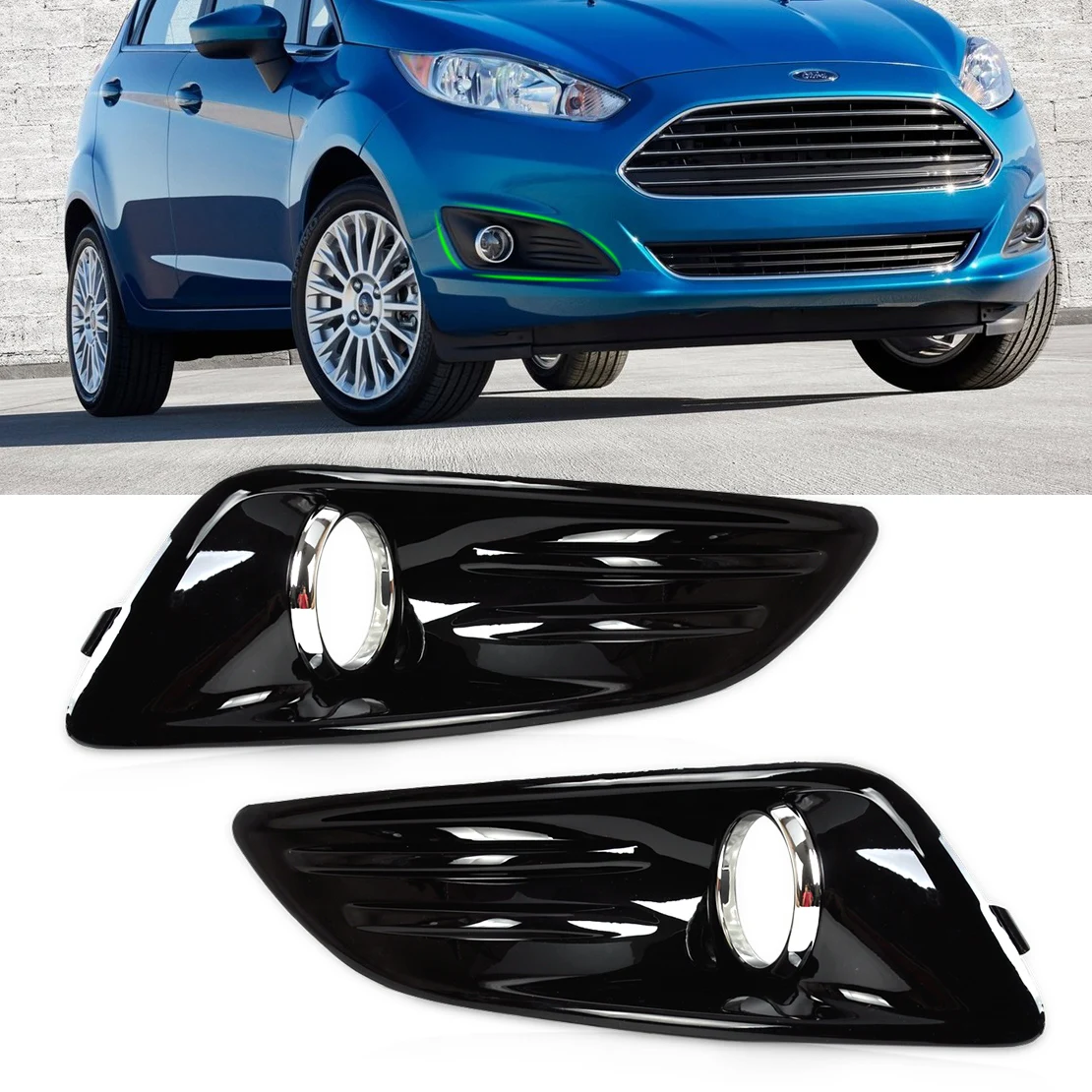 DWCX Front Left + Right Side Fog Light Lamp Cover Grille for Ford Fiesta 2013 2014in Car Light