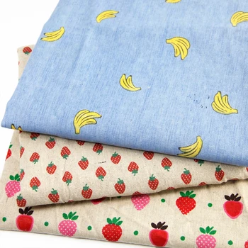 

50*150CM fabric Linen fruit Strawberry, cherry,banana color cup for Tissue Kids Bedding home textile for Sewing Tilda Doll,c834