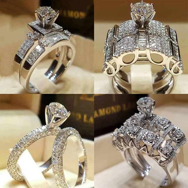 Bohemian Female Crystal White Round Ring Set Luxury Brand Promise