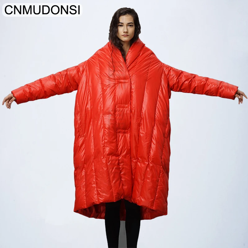 DMLFZMY New Fashion Oversize Large Size Loose Winter Jacket 2018 Female's Warm Batwing Sleeve Long Coat Jaqueta Feminina | Женская