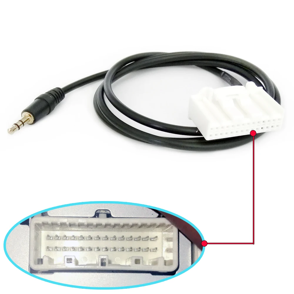 Biurlink 28Pin CD Changer Jack Plug to 3.5MM Audio Jack AUX Cable Adapter for Toyota Camry Corolla Reiz RAV4 Highlander 0