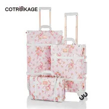 COTRUNKAGE 1" 20" 2" розовый цветочный TSA туристический багажник чемодан Дамская искусственная кожа 3 шт. Женские винтажные багажные наборы с колесами