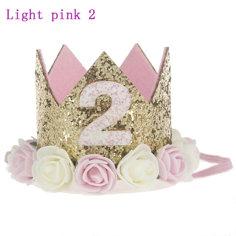 2019 Newest Birthday Crown Flower Tiara Headband Baby Girl Boy Party Hair Bands Accessor Birthday Hair Bands Crown