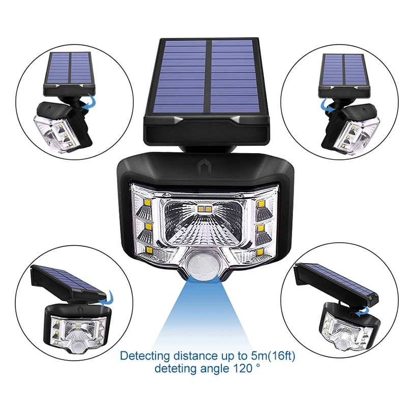 8 Светодиодный светильник на солнечной батарее, регулируемый светильник, угловой светильник на солнечной батарее, беспроводной уличный водонепроницаемый садовый настенный светильник, лампа