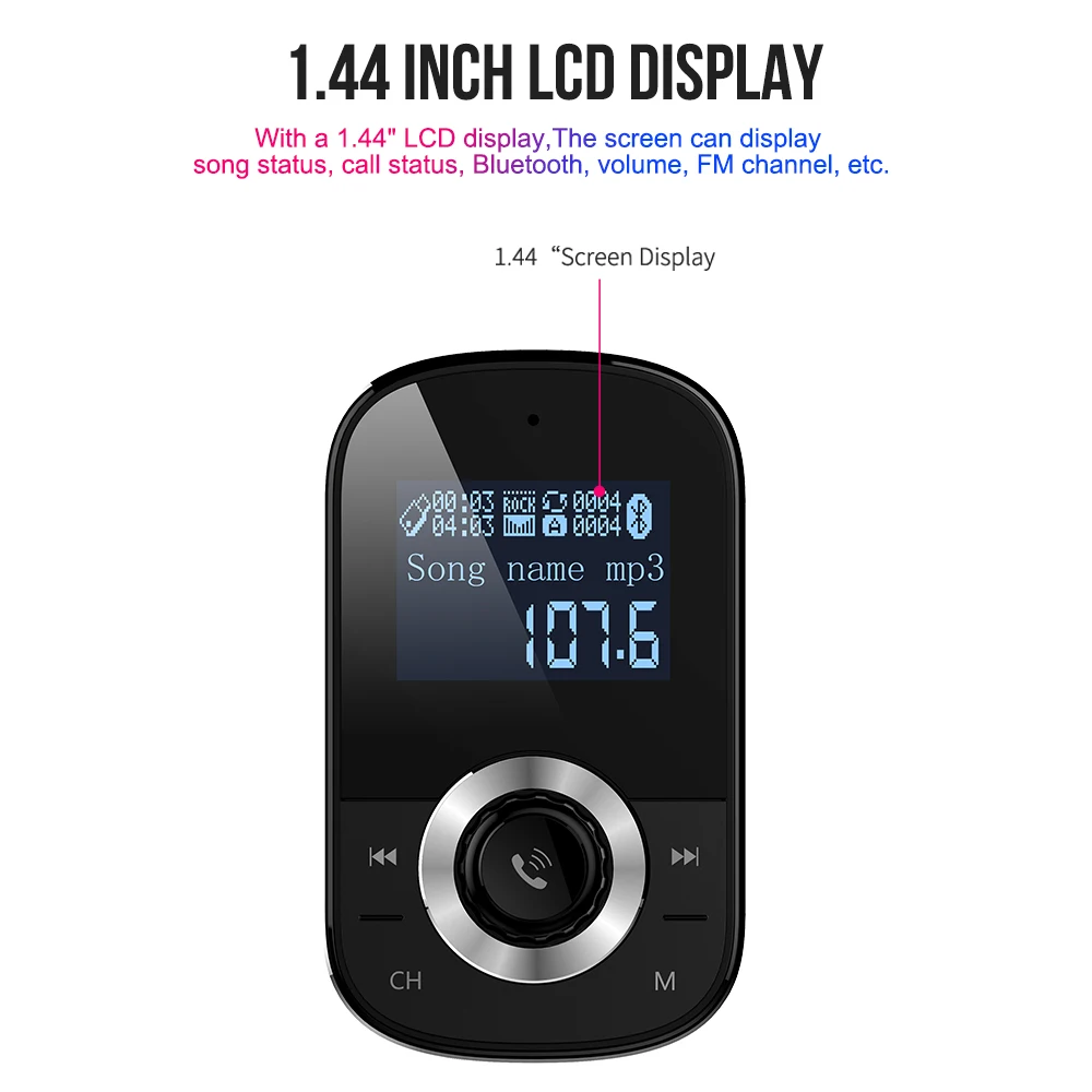 Vehemo QC 3,0 12 V-24 V Bluetooth автомобильный набор, свободные руки, MP3 Dual USB стерео Портативный автомобильный FM Музыка TF карты Handsfree Car аксессуары