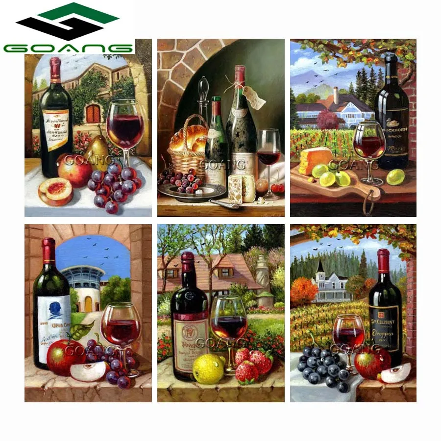 

GOANG 5d diy Diamond Painting Cross Stitch Diamond Embroidery Red wine and fruit Rhinestone Mosaic home Decor gift