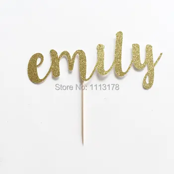 

Custom Name Glitter Cake Topper for Birthday, Anniversary and Special Event Cupcake toppers wedding Engagement