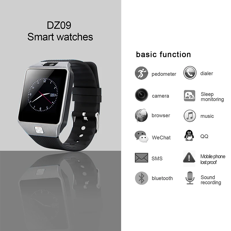 

kebidu Bluetooth Smart Watch DZ09 Android Phone Call 2G GSM SIM TF Card Camera Smartwatch for iPhone Samsung HUAWEI PK GT08 A1