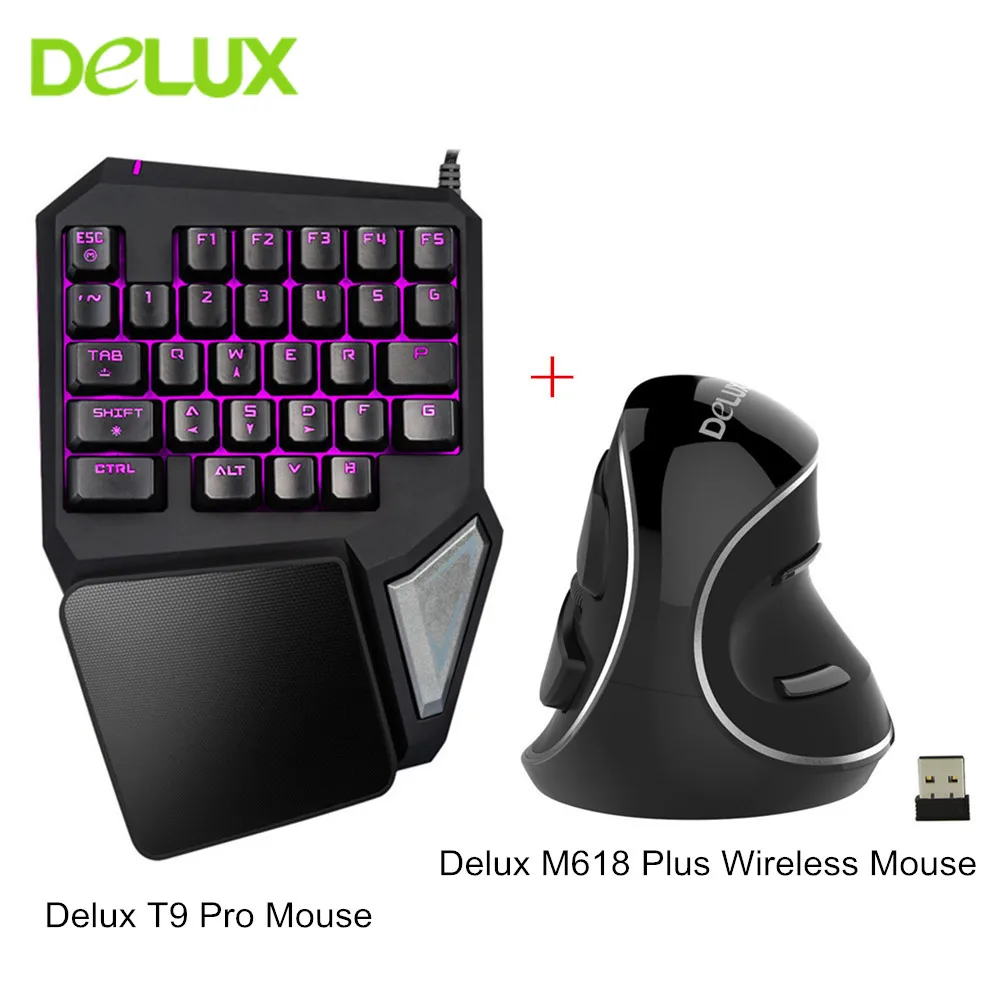 

Delux T9 Pro Gaming keyboard Wired Professional Keyboard Single Hand Keypad Ergonomic Vertical Mouse Mice Computer Gaming Mouse