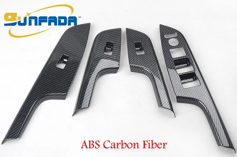 

SUNFADA 4pcs/set ABS Chrome/Carbon Fiber Auto Parts Inside Armrest Decoration Trim For Honda CR-V CRV 2012-2016 Car Accessories