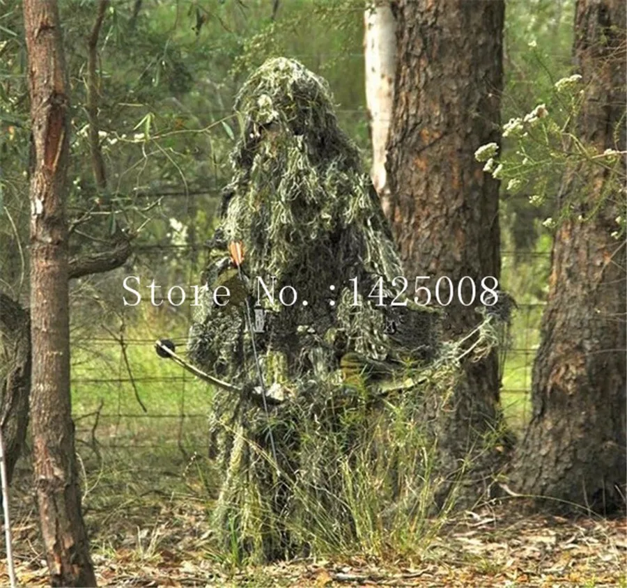 Лесной камуфляж Ghillie костюм трава Тип охотничья одежда, yowie Снайпер 3D бионная одежда костюм Добавить костюм большой размер для высоких людей