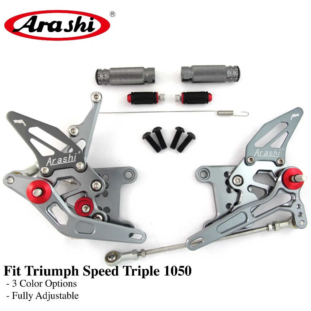 

Регулируемые подножки Arashi для скорости Triple 1050 2005-2010 CNC, подножки для всадника, подножки для заднего хода 2006 2007 2008 2009 серебряные