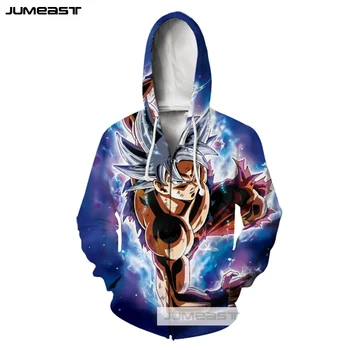 

Jumeast Brand Anime Dragon Ball Super Clothes Men/Women 3D Printed Zipper Hoodie Super Saiyan Long Sleeve Jacket Sport Pullover