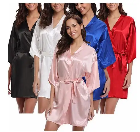 4XL. Женское атласное свадебное кимоно, халат невесты, одежда для сна, халат подружки невесты, Пижама, халат, ночная рубашка, спа, свадебные халаты, Халат - изображение