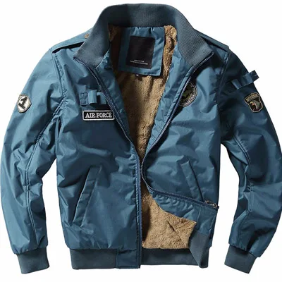 DIMUSI, зимняя куртка-бомбер, Мужская армейская Военная верхняя одежда, куртка, Мужская Флисовая Толстая теплая хлопковая куртка Air force one, Пальто 4XL, YA151 - Цвет: Blue Thick