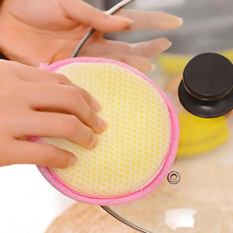 

Double Pad Sponge Sided Kitchen Tool Washing Scourer Dish Round Cleaner Cleaning