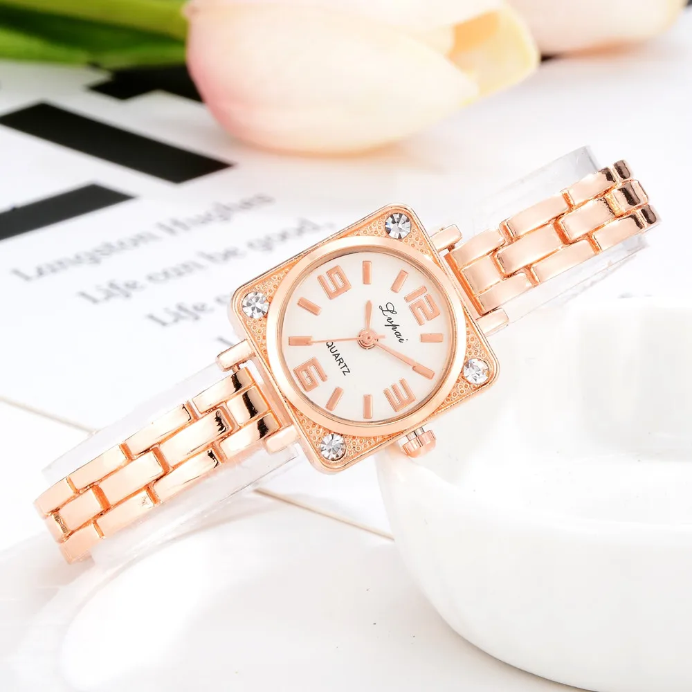 

Top Brand Square Women Bracelet Watch Contracted Stainless Steel Crystal WristWatch Women Dress Ladies Quartz Clock Dropshiping