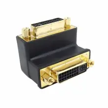 90 Degree Right Angled DVI 24+5 DVI-D Digital Dual Link Female To DVI Female Angle Extension Adapter for HDTV LCD Monitor