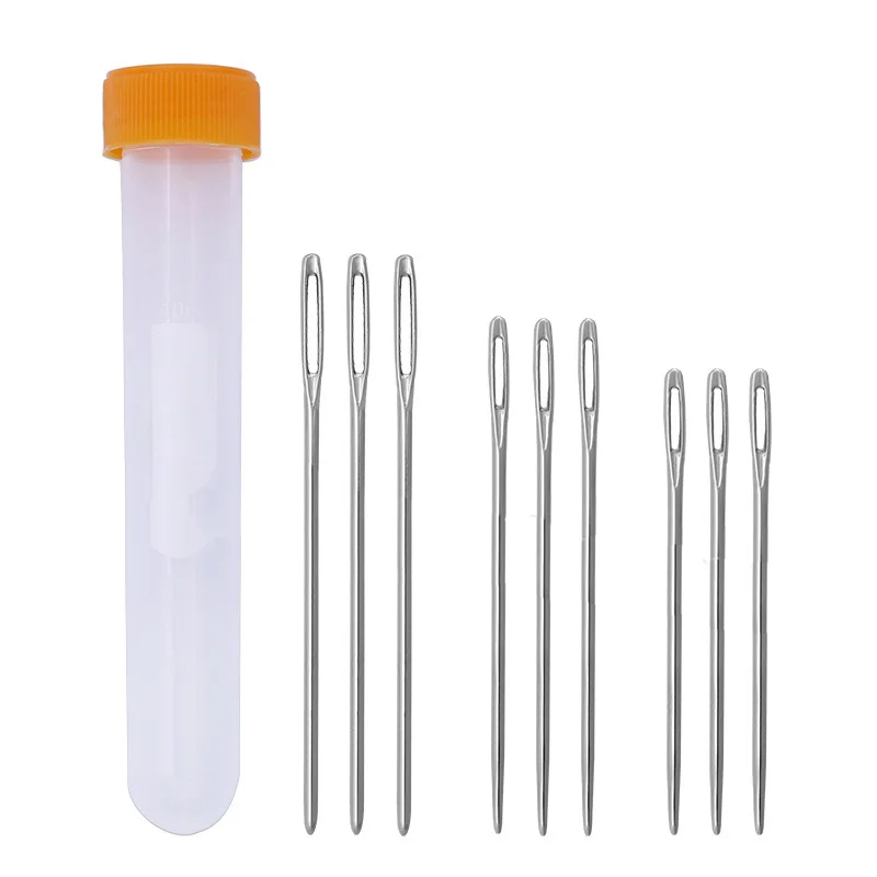 

9Pcs Big Eye Stainless Steel Knitting Needle Cross Stitch Embroidery Tool Hand Long Sewing Needle with Bottle Sewing Accessories