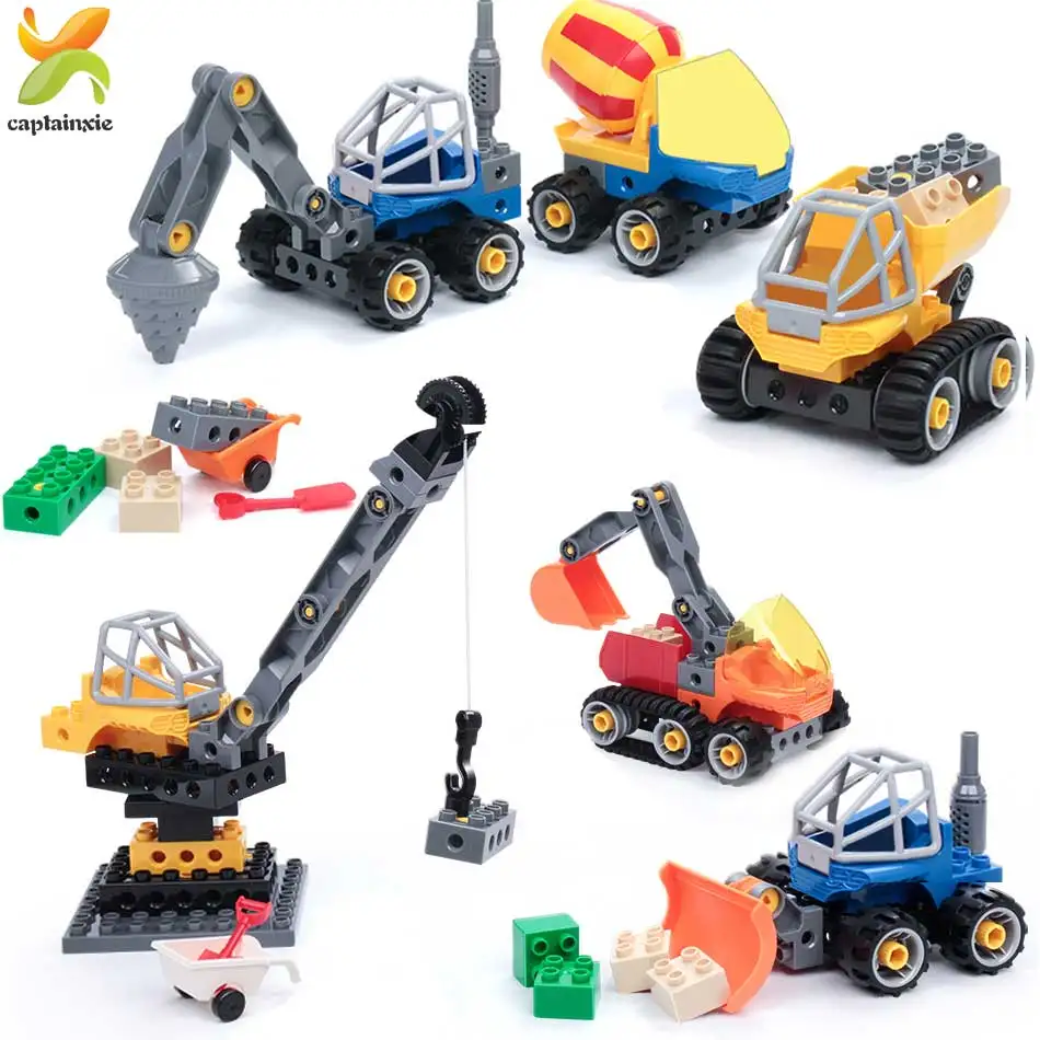 

Engineering Cranes bulldozer Big size Building Blocks Kits Compatible Duploed City Construction Toy For Children