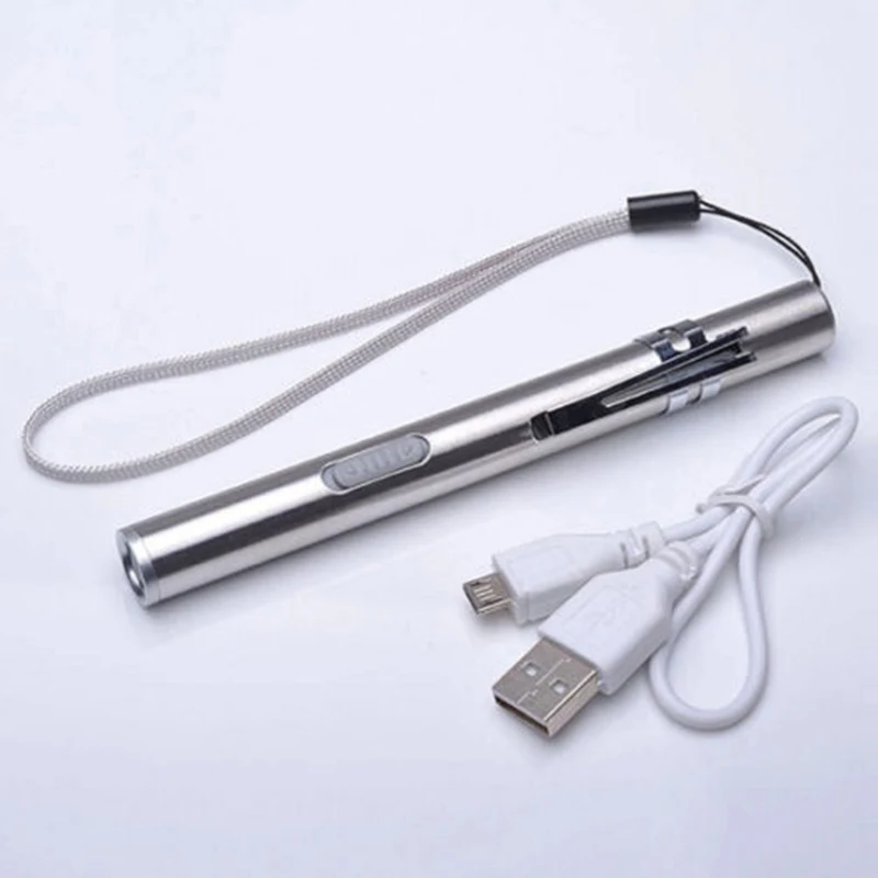 Mini Portable Pen Size USB Rechargeable Flashlight Torch Pocket Light