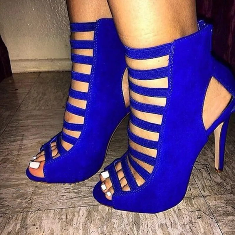 blue bootie heels