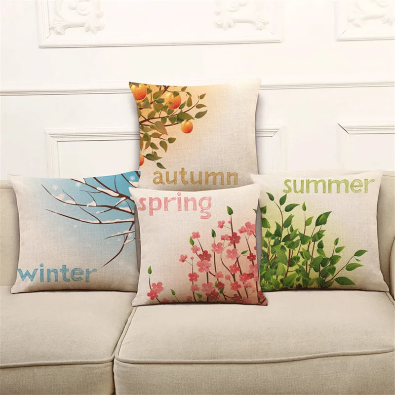 

Hot sale spring summer autumn winter trees cushion cover decorative throw pillows case pillowcase for sofa home decor almofadas