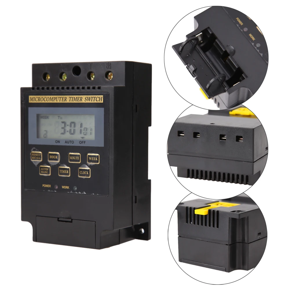 

220V 16A Electronic Programmable Digital Microcomputer TIMER SWITCH Relay Timer Control Switch Din Rail Mount Power Supply
