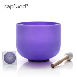 TOPFUND A # Note ананальная чакра фиолетовая матовая кварцевая Поющая чаша 8 ", уплотнительное кольцо и молоток в комплекте, для медитации
