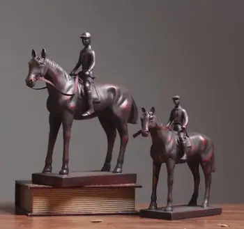 

American country creative home birthday gift living room knight war horse Iron article knight decoration knight sculpture statue