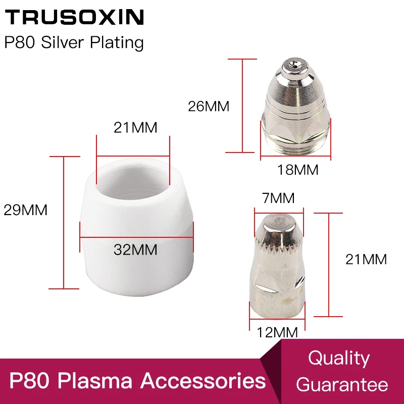 30pcs CUT80 LG80 80A Inverter Plasma Cutter P80 Cutting Gun Consumables or Accessories Silver Plate Shield Cup Electrode Tips 30pcs CUT80 LG80 80A Inverter Plasma Cutter P80 Cutting Gun Consumables or Accessories Silver Plate Shield Cup Electrode Tips