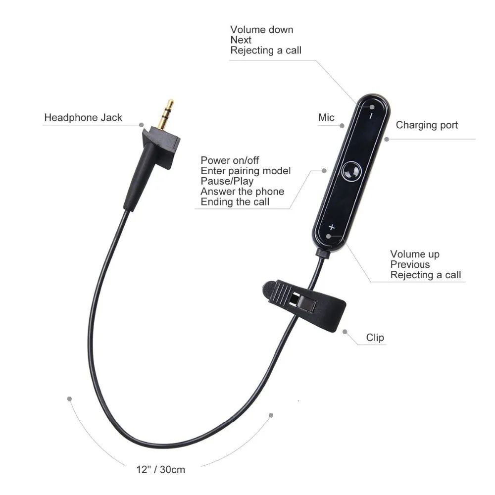 Replacement Cable for Bose AE2 AE2i Bluetooth V4 1 Stereo Adapter Audio Transmitter Noise Cancellation Headphone Into Wireless