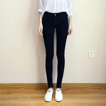 

Nonis Women Black Autumn Stretch Pencil Jeans Mid Waist Soft Skinny Leggings Female Fall Street Wear Sexy Slim Trouser Plus Size