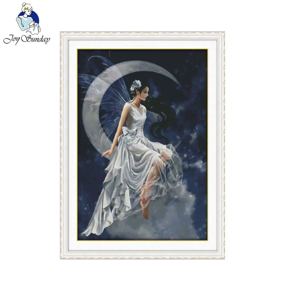Joy Sunday рисунок Стиль луна фея Счетный 11CT напечатанная ткань 14CT холст вышивка