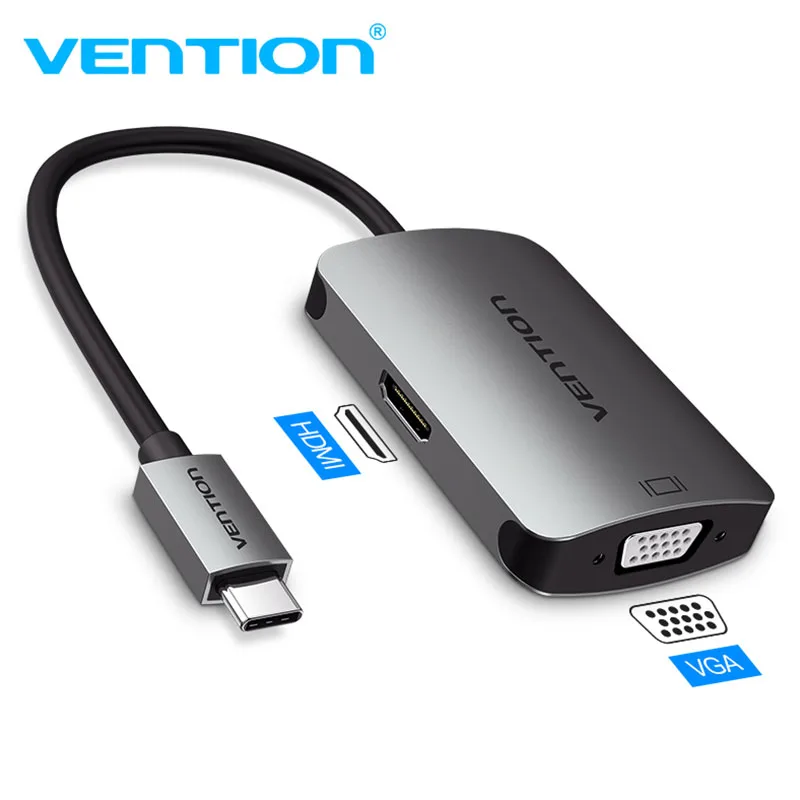 

Vention USB C to HDMI 4K 30HZ VGA 1080P 60HZ Male Type-c to HDMI VGA Converter for MacBook Pro Chromebook Pixel Metal body new