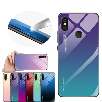 

50pcs Gradient Colorful Soft TPU Edge Case For Xiaomi Redmi Note 8 Pro 8T 8A 7A 7 6 K20 Go Tempered Glass Anti-Scratch Cover