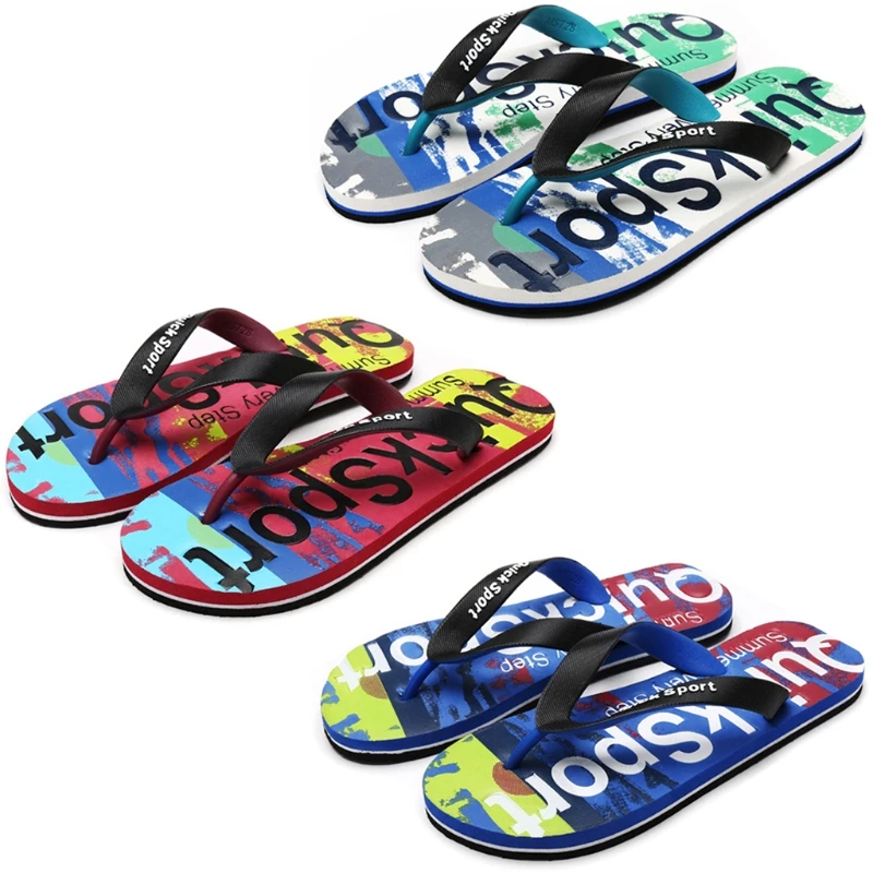

KLV 40/41/42/43/44 Size Men Flip Flops Rubber Thong EVA Sole Camouflage Alphabetic Prints Shower Sandal