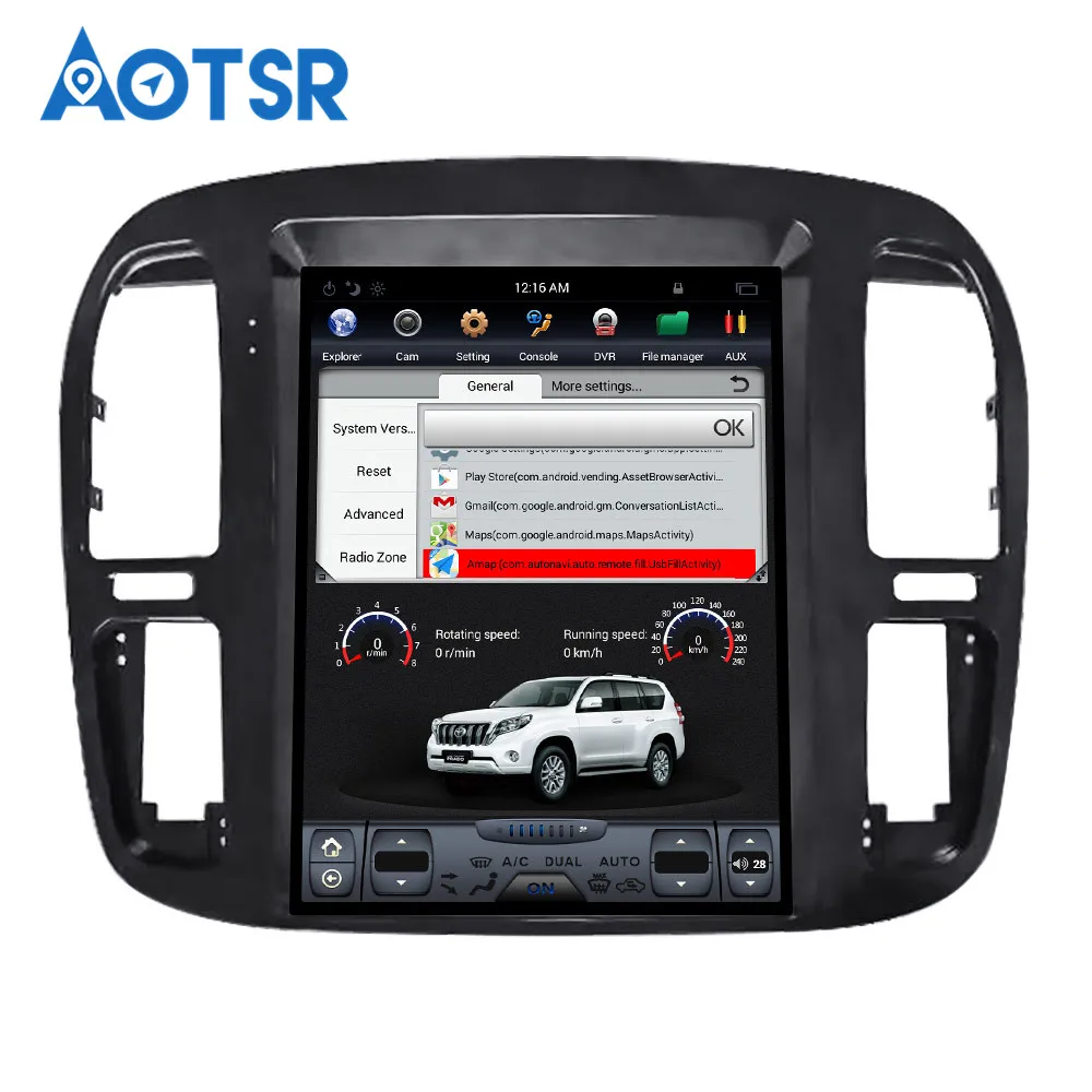 Автомобильный GPS навигатор в стиле Tesla на Android для TOYOTA LAND CRUISER LC100 before 2002 головное