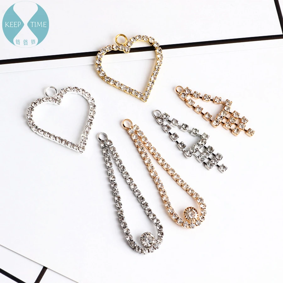 DIY Korean jewelry diamond diamond earrings material love chain claw