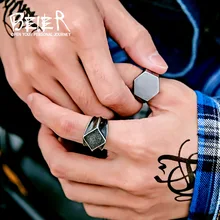 

Beier 316L Stainless Steel Nordic Vikings vintage men Antique silver style geometric ring fashion jewelry LR464