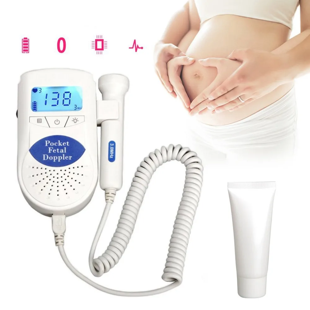 Pocket Baby Fetal Heartbeat Monitor With light LCD Screen For Pregnant Women Baby Care Home use Doppler Heart Rate Monitor doppler fetal heart monitor home pregnant women medical radiation to fetal heart stethoscope fetal fetal movement
