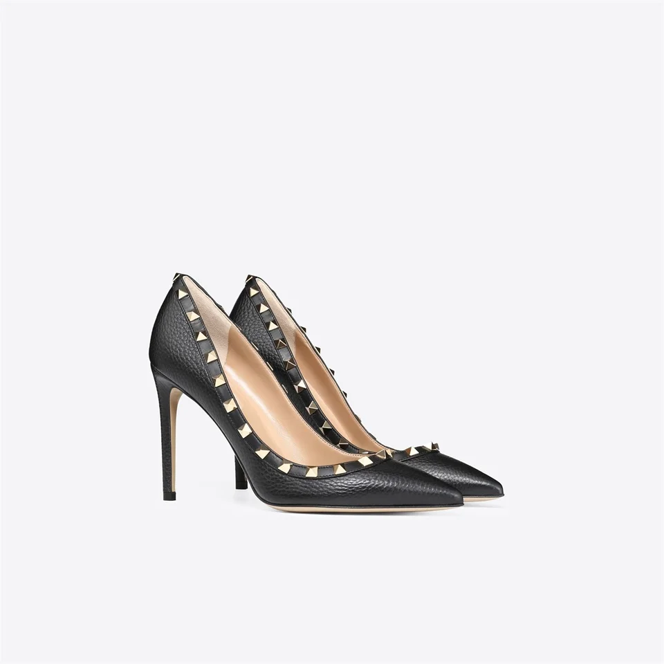 

2018Women Pumps Shallow Pointed Toe Thin High Heels Sexy Women Party Rivets Shoes Fashion Lady Party Shoes Women