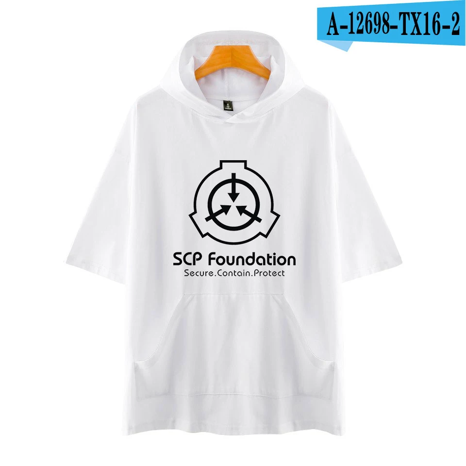 Новые модели SCP Foundation футболка с капюшоном для мужчин и женщин стиль досуга горячая Распродажа модные футболки с коротким рукавом и капюшоном - Цвет: white