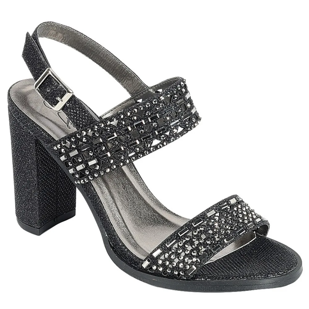 IF71 Women's Shoes Rhinestone Buckle Ankle Strap Wrapped Block Heel ...