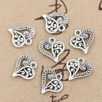 

12pcs Charms Hollow Lovely Heart 15x14mm Antique Making Pendant fit,Vintage Tibetan Bronze Silver color,DIY Handmade Jewelry