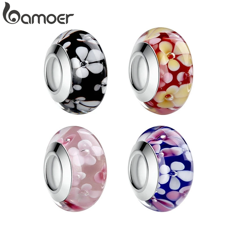

4 Color Available High Quality Silver Color European Glass Beads For Women DIY Bracelets Necklace Jewelry PA6356