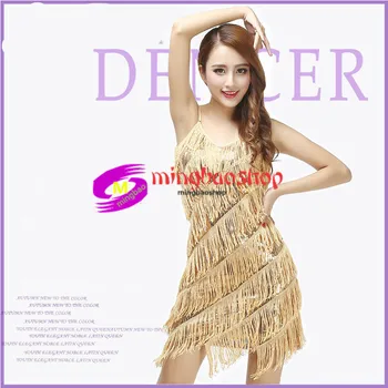 

2020 Dance Costumes Dress Cocktail Outfits Sequin Women Latin Laminate Tassel Embellished Fringe Flapper
