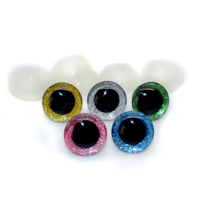 10sets 12/16/18/20/25mm Clear Trapezoid Plastic Safety Toy Eye + glitter Nonwovens for Teddy Bear Stuffed Toys Puppet Dolls Eye 3
