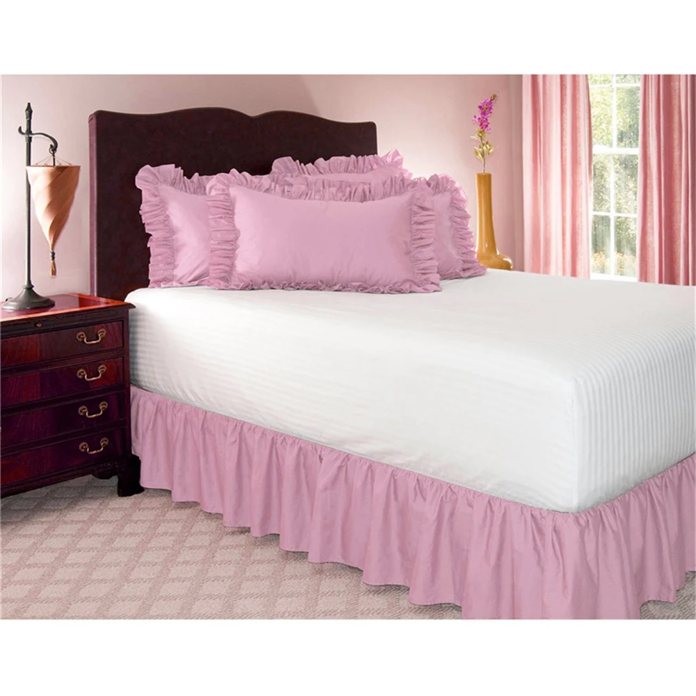 Упругая кровать для отелей, 6 чистых цветов, замшевая ткань для королевского, королевского размера, Пылезащитная, с рюшами, в пасторальном стиле, подходящие покрывала